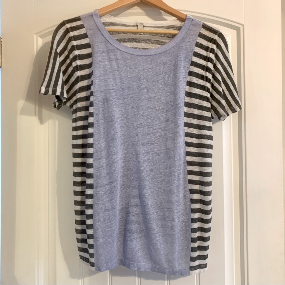 @lsuredhead - Stripe + Color Block 100% Linen Tee